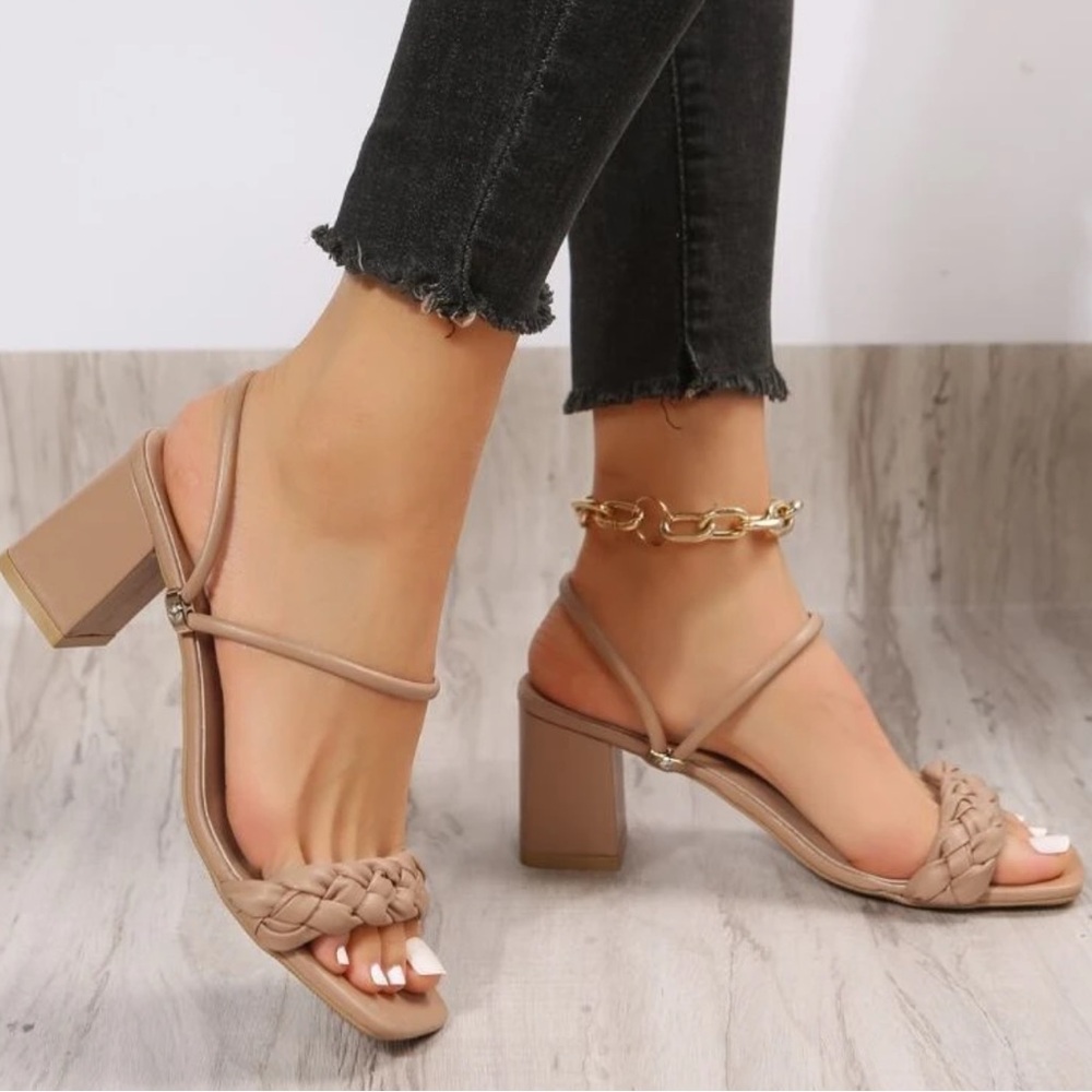 tan block heel - Picture 2 of 5
